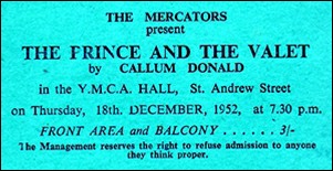 Ticket for "The Prince and the Valet"