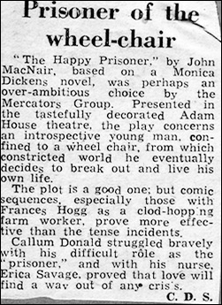 Newspaper review of "The Happy Prisoner"