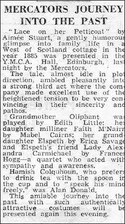 Newspaper review of "Lace on her Petticoat"