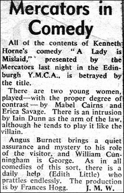Newspaper review of "A Lady Mislaid"