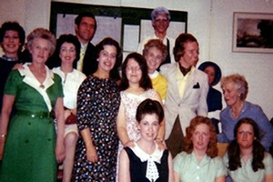 The cast of "Shadow in the Sun" backstage at the Church Hill Theatre in 1972