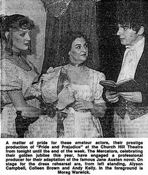 Scanned newspaper photograph publicising "Pride & Prejudice"