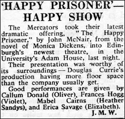 Newspaper review of "The Happy Prisoner"