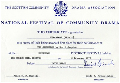 Certificate for first place at festival