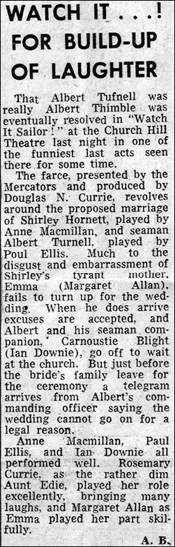 Newspaper review for "Watch it, Sailor"