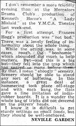 Newspaper review of "A Lady Mislaid"