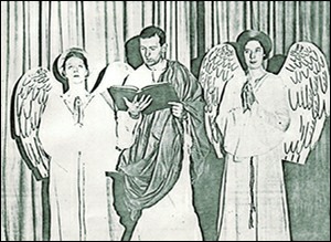 Newspaper photograph (scanned) of "The Man Who Wouldn't go to Heaven"
