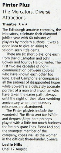 Review for "Pinter Plus"
